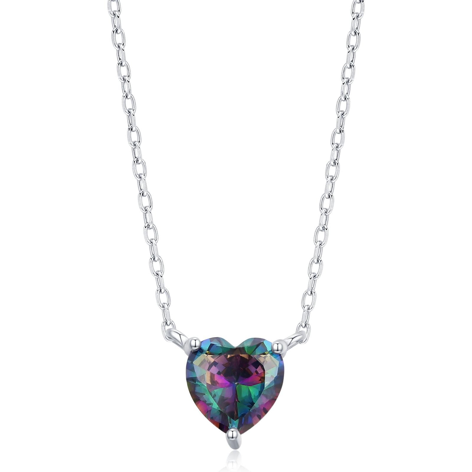 Mystic CZ Heart Charm Necklace