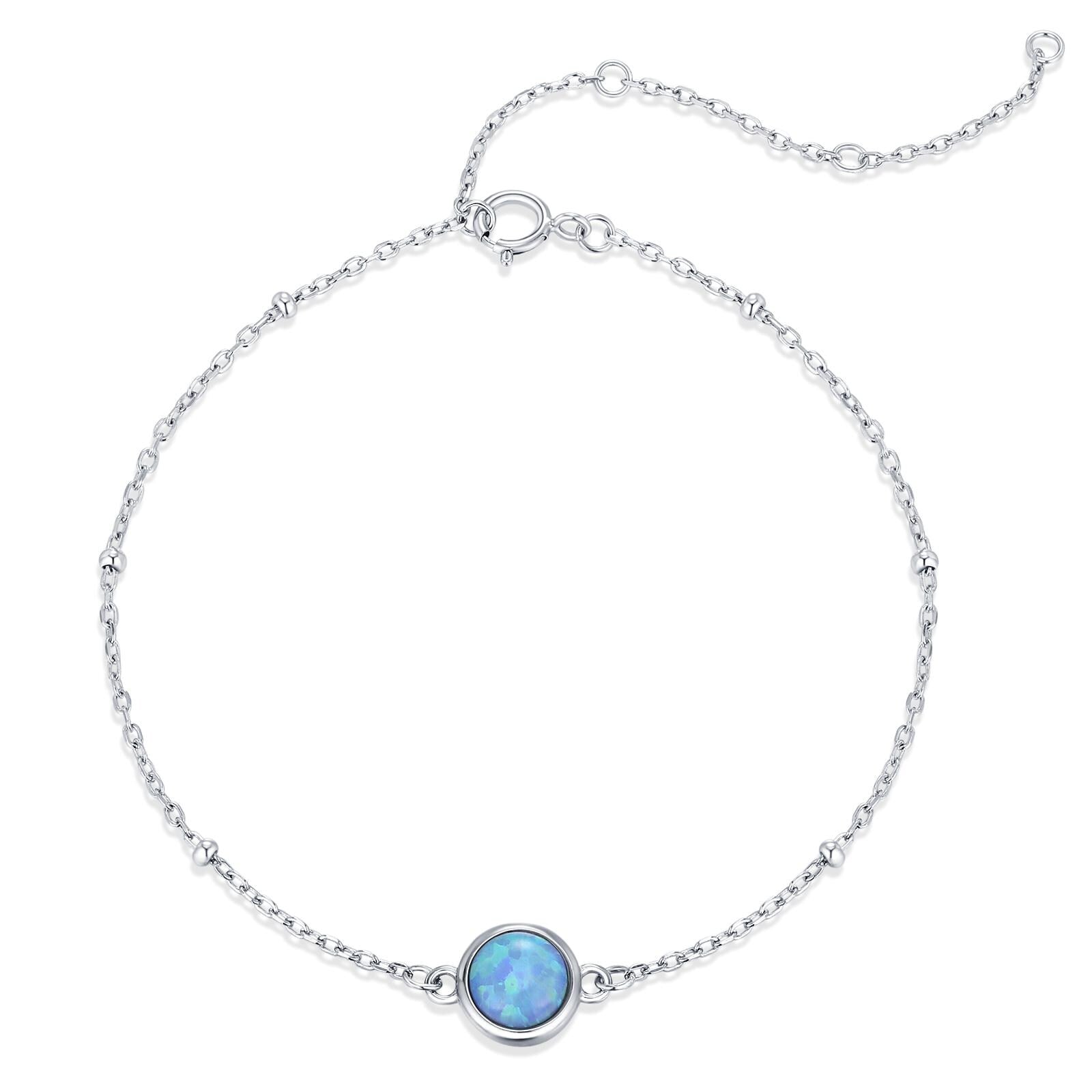 Blue Opal Gemstone Bracelet with Satellite Chain