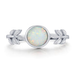 White Opal and Olive Leaf Gemstone Ring