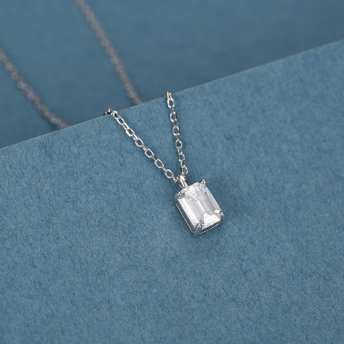 Emerald Cut 1ct Moissanite Pendant Necklace