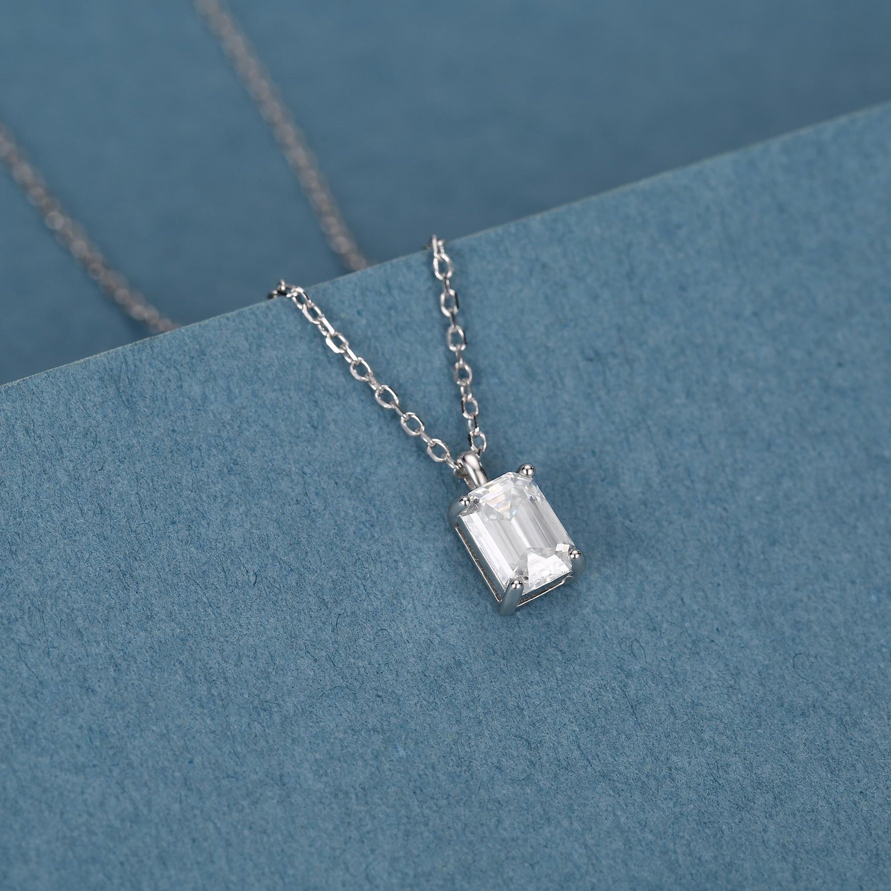 Emerald Cut 1ct Moissanite Pendant Necklace