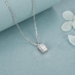 Sterling Silver Radiant Cut Emerald Shape Moissanite Necklace