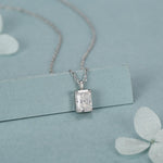 Sterling Silver Radiant Cut Emerald Shape Moissanite Necklace
