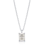 Sterling Silver Radiant Cut Emerald Shape Moissanite Necklace