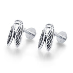 Sterling Silver Cicada 16G Flat Back Stud Earrings