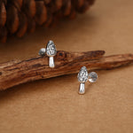 Sterling Silver Morel Mushroom 16G Flat Back Stud Earrings
