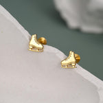 Sterling Silver Ice Skate 16G Flat Back Stud Earrings