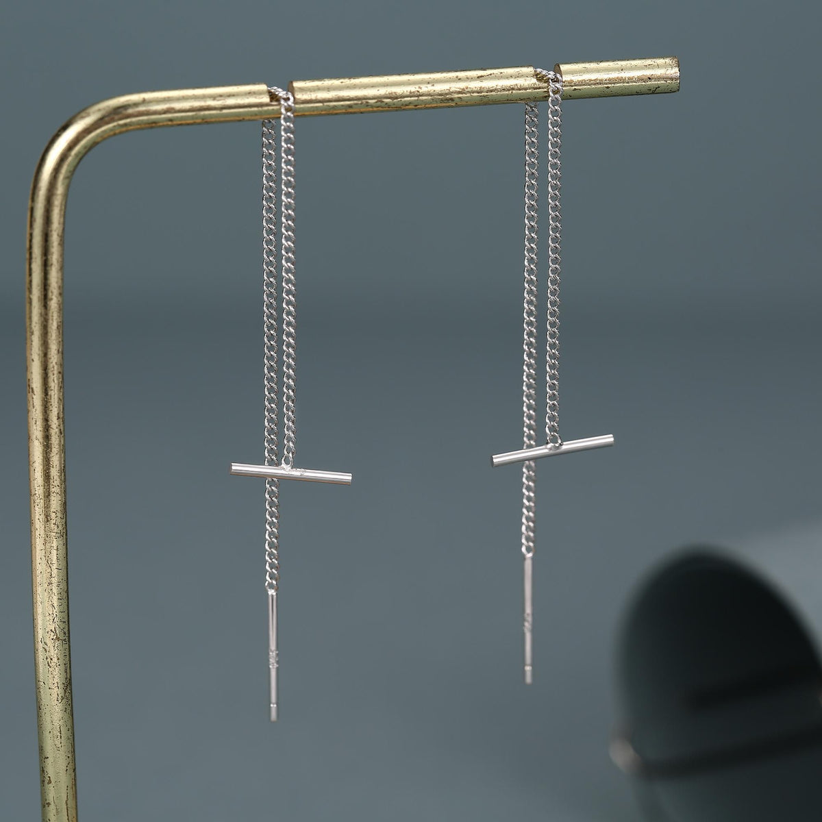 Sterling Silver T-Bar Threader Earrings