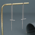 Sterling Silver T-Bar Threader Earrings