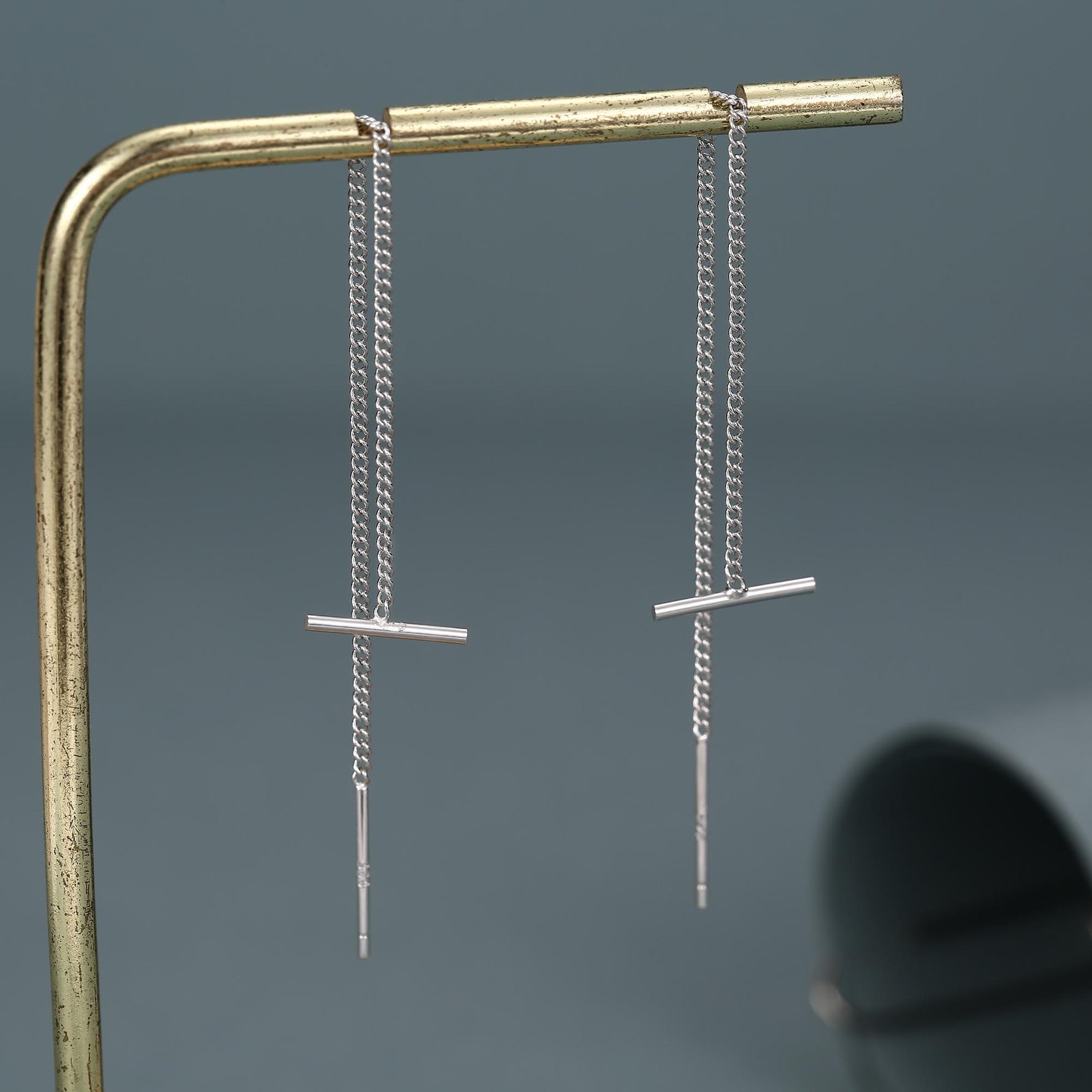 Sterling Silver T-Bar Threader Earrings