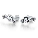 Sterling Silver Scuba Diver 16G Flat Back Stud Earrings