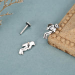 Sterling Silver Scuba Diver 16G Flat Back Stud Earrings