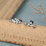 Sterling Silver Scuba Diver 16G Flat Back Stud Earrings