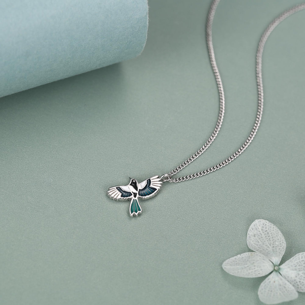 Sterling Silver Enamel Magpie Necklace