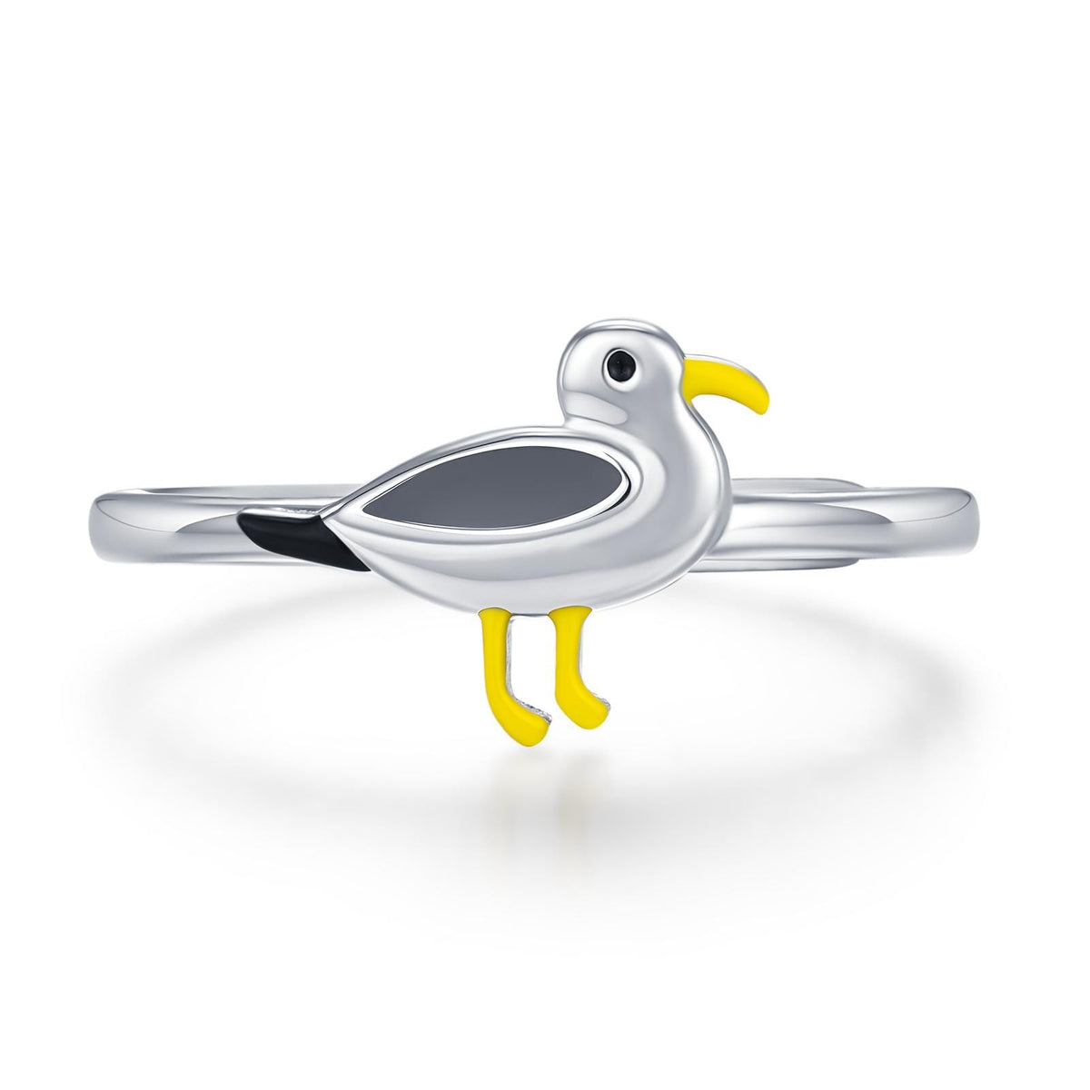 Sterling Silver Enamel Seagull Ring