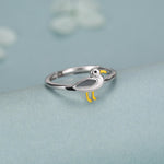 Sterling Silver Enamel Seagull Ring