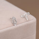 Sterling Silver Female Anatomy Mismatched Stud Earrings