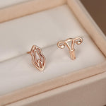 Sterling Silver Female Anatomy Mismatched Stud Earrings