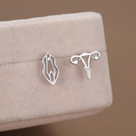 Sterling Silver Female Anatomy Mismatched Stud Earrings