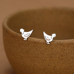 Chicken Stud Earrings in Sterling Silver, Nature Inspired Animal Earrings, Farm Animal Earrings