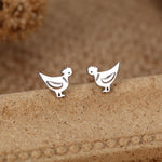 Chicken Stud Earrings in Sterling Silver, Nature Inspired Animal Earrings, Farm Animal Earrings