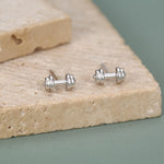 Sterling Silver Weight Lifting Dumbell Stud Earrings, Silver, Gold or Rose Gold, Fun Earrings, Exercise Lover Earrings