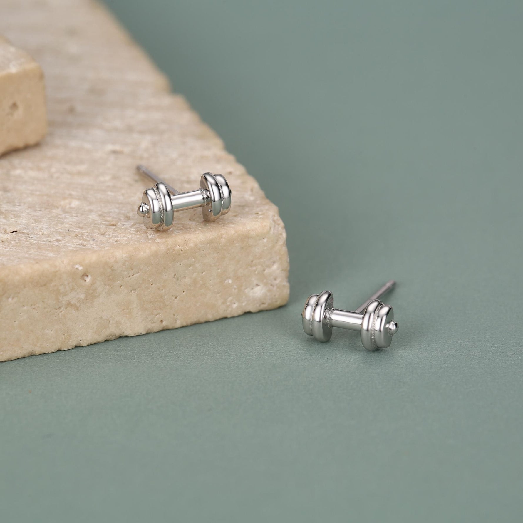 Sterling Silver Weight Lifting Dumbell Stud Earrings, Silver, Gold or Rose Gold, Fun Earrings, Exercise Lover Earrings