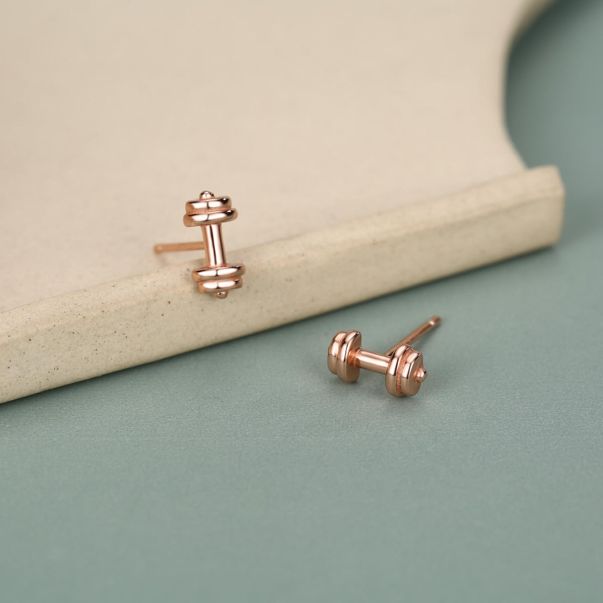Sterling Silver Weight Lifting Dumbell Stud Earrings, Silver, Gold or Rose Gold, Fun Earrings, Exercise Lover Earrings