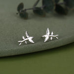 Very Tiny Flying Fish Stud Earrings in Sterling Silver, Silver or Gold or Mixed Tone, Cute Flying Fish Earrings