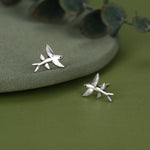 Very Tiny Flying Fish Stud Earrings in Sterling Silver, Silver or Gold or Mixed Tone, Cute Flying Fish Earrings