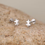 Sterling Silver Puzzle Piece 16G Flat Back Earrings