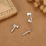Sterling Silver Viking Axe Mismatched 16G Flat Back Labret Earrings