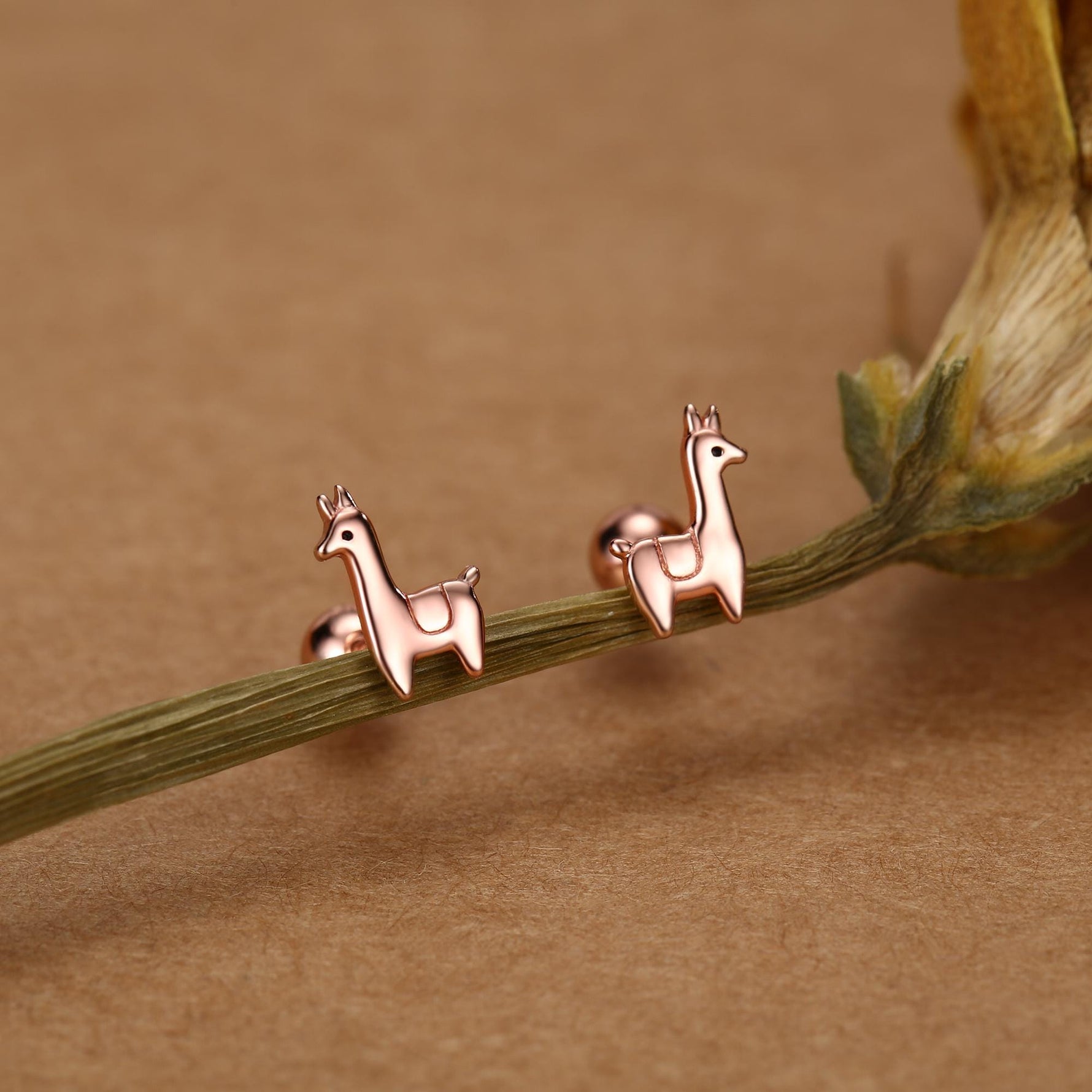 Sterling Silver Llama 18G Screw Back Earrings