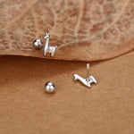 Sterling Silver Llama 18G Screw Back Earrings