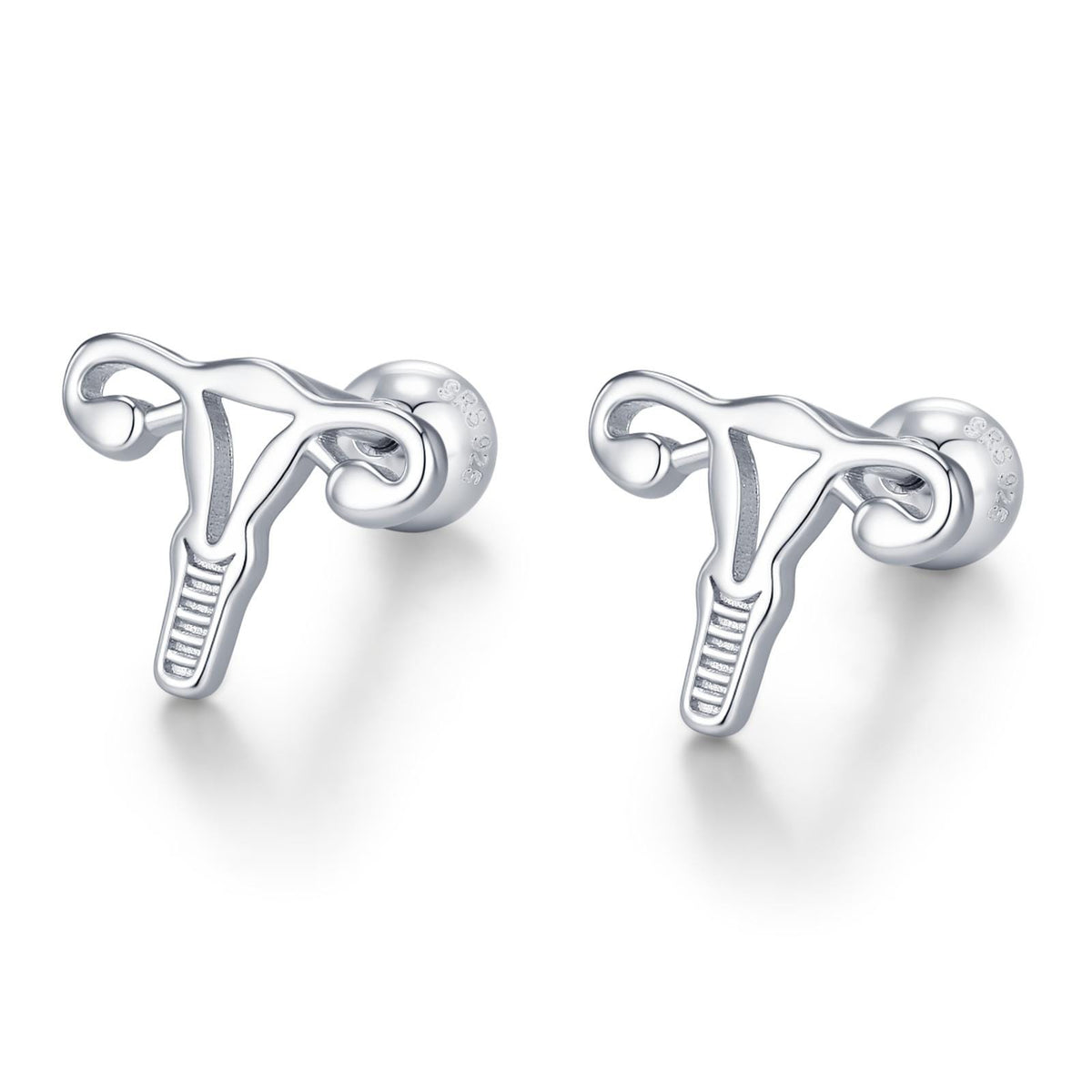 Sterling Silver Female Anatomy 18G Screw Back Earrings with Ball Backs