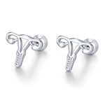 Sterling Silver Female Anatomy 18G Screw Back Earrings with Ball Backs
