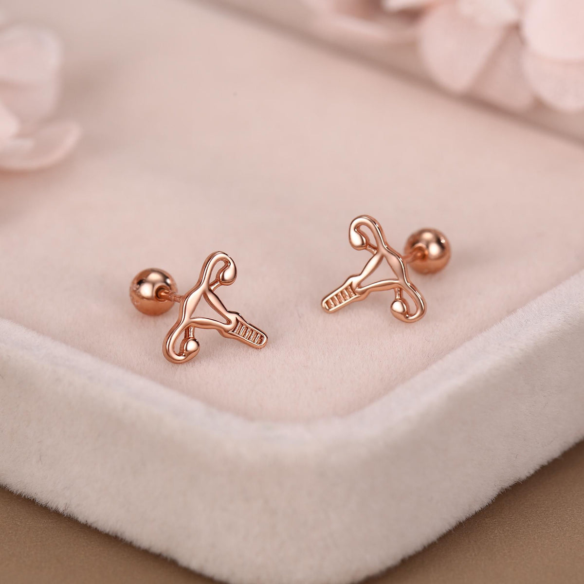 Sterling Silver Female Anatomy 18G Screw Back Earrings with Ball Backs
