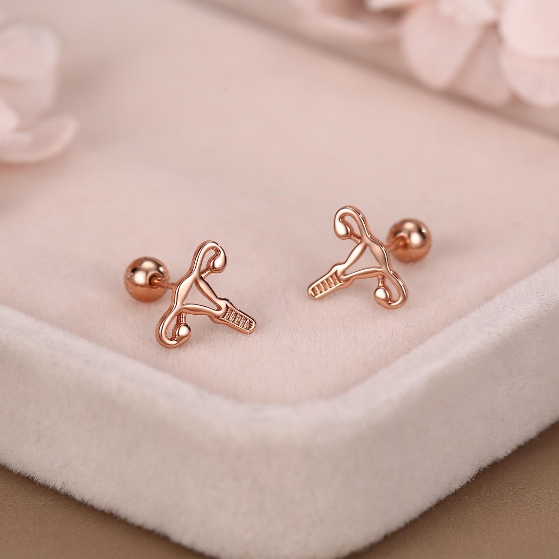 Sterling Silver Female Anatomy 18G Screw Back Earrings with Ball Backs