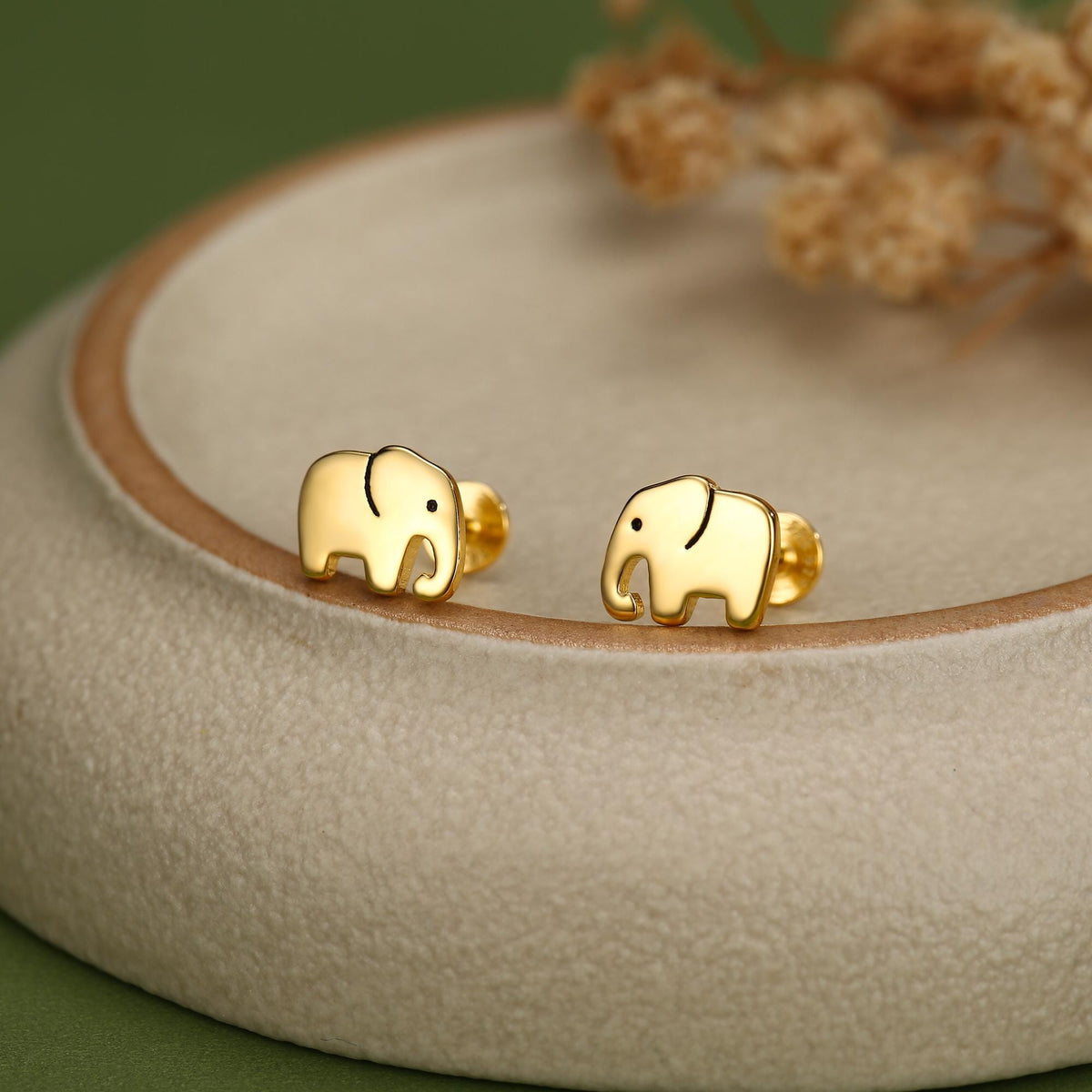 Sterling Silver Elephant 16G Flat Back Earrings