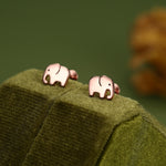 Sterling Silver Elephant 16G Flat Back Earrings