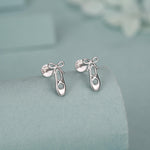 Sterling Silver Ballet Slipper 16G Flat Back Earrings