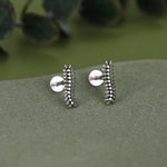 Oxidised Sterling Silver Centipede 16G Flat Back Stud Earrings
