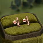 Oxidised Sterling Silver Centipede 16G Flat Back Stud Earrings