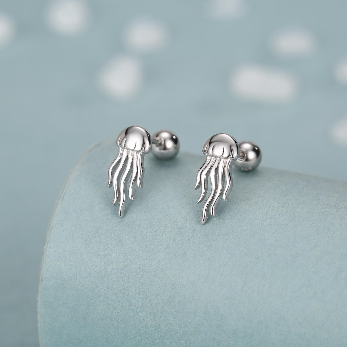 Sterling Silver Jellyfish 18G Screw Back Earrings