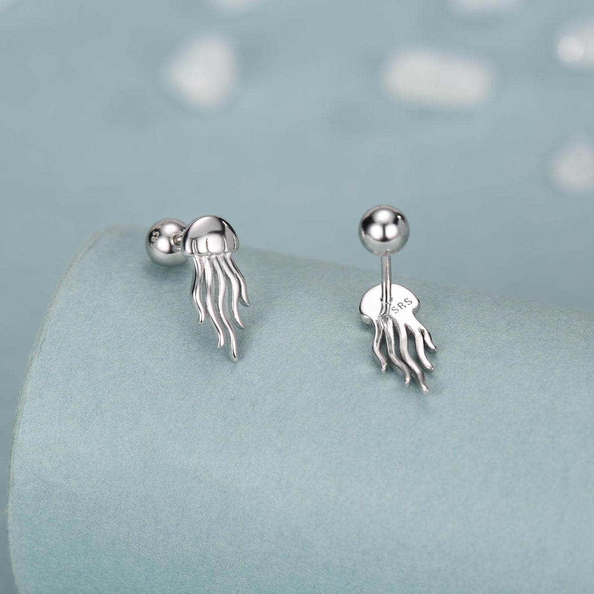 Sterling Silver Jellyfish 18G Screw Back Earrings