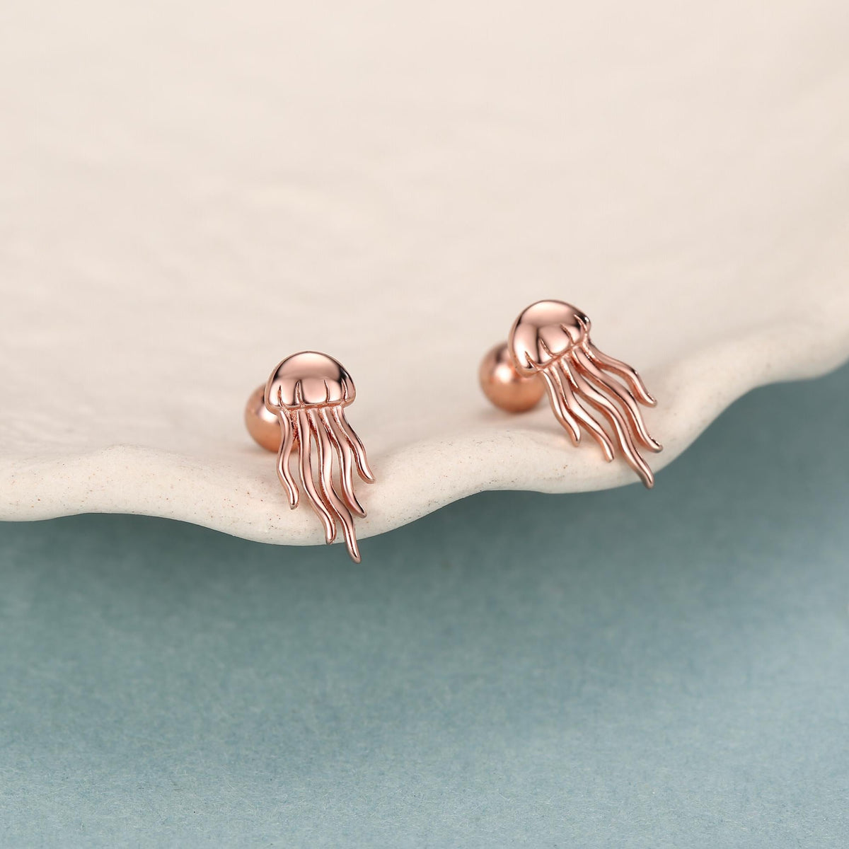 Sterling Silver Jellyfish 18G Screw Back Earrings