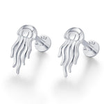 Sterling Silver Jellyfish 16G Flat Back Earrings