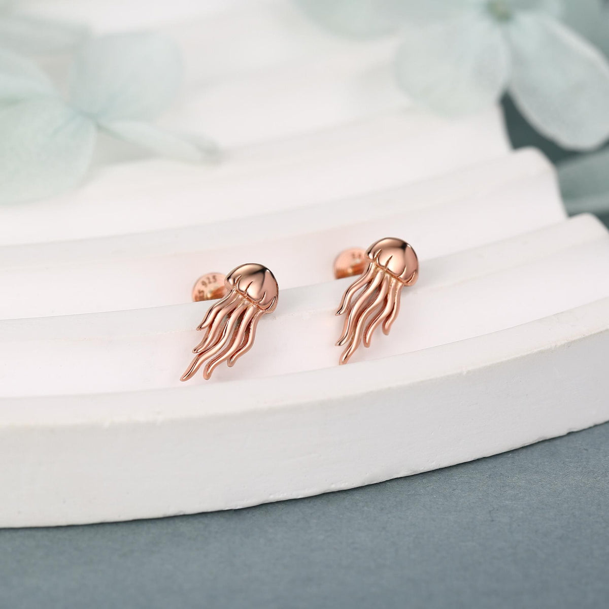 Sterling Silver Jellyfish 16G Flat Back Earrings