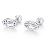Sterling Silver Rugby Ball 16G Screw Back Stud Earrings