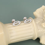Sterling Silver Rugby Ball 16G Flat Back Stud Earrings